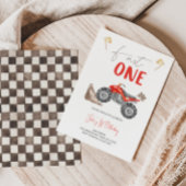 赤いクワッドバイク 'ファーストワン' 誕生日招待状 招待状