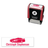 赤いクールレースカーキッズボーイズパーソナライズされた名 セルフインキングスタンプ (インサイチュ)