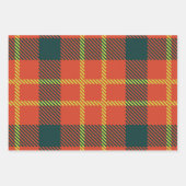 赤いクール格子模様 ラッピングペーパーシート (正面)