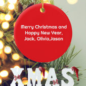 赤いクール飛行機&サンタ、メリークリスマスバナー セラミックオーナメント