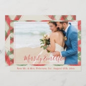 赤いク結婚リスマスの写真を撮った後、新たに楽しく シーズンカード (正面/裏面)