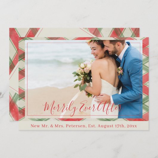 赤いク結婚リスマスの写真を撮った後、新たに楽しく シーズンカード (正面/裏面)