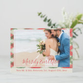 赤いク結婚リスマスの写真を撮った後、新たに楽しく シーズンカード (スタンド正面)