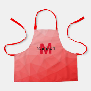 赤いグラデーションのジオメトリメッシュパターンモノグラム エプロン
