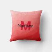 赤いグラデーションのジオメトリメッシュパターンモノグラム クッション (裏面)