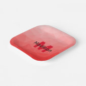 赤いグラデーションのジオメトリメッシュパターンモノグラム ペーパープレート (傾斜あり)