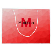 赤いグラデーションのジオメトリメッシュパターンモノグラム ラージペーパーバッグ (裏面)