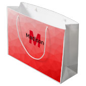 赤いグラデーションのジオメトリメッシュパターンモノグラム ラージペーパーバッグ (裏面アングル)