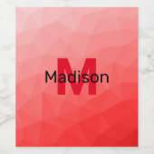 赤いグラデーションのジオメトリメッシュパターンモノグラム ワインラベル (シングルラベル)