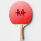 赤いグラデーションのジオメトリメッシュパターンモノグラム 卓球ラケット (正面)