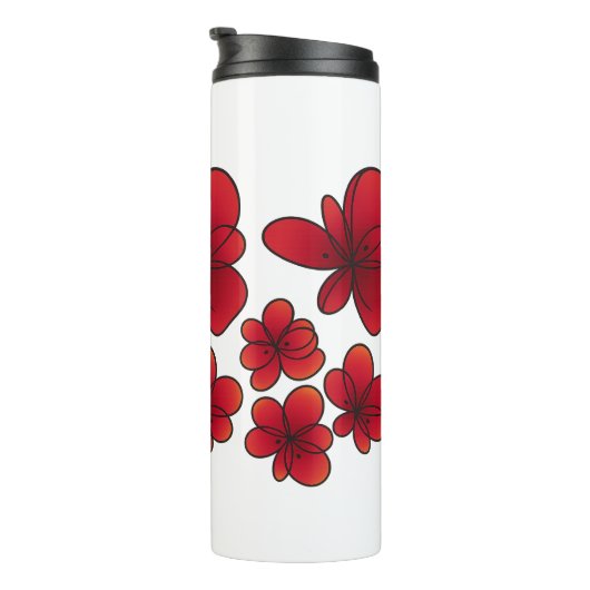赤いグラデーションの花 – モダンマグカップのフローラアート タンブラー (回転右)
