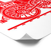 赤いグラフィックの列車のパーソナライズされたベビー用アート ポスター (角)