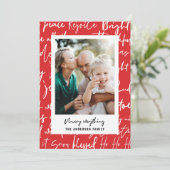 赤いグラフィックモダンタイポグラフィクリスマス1の写真 シーズンカード (スタンド正面)