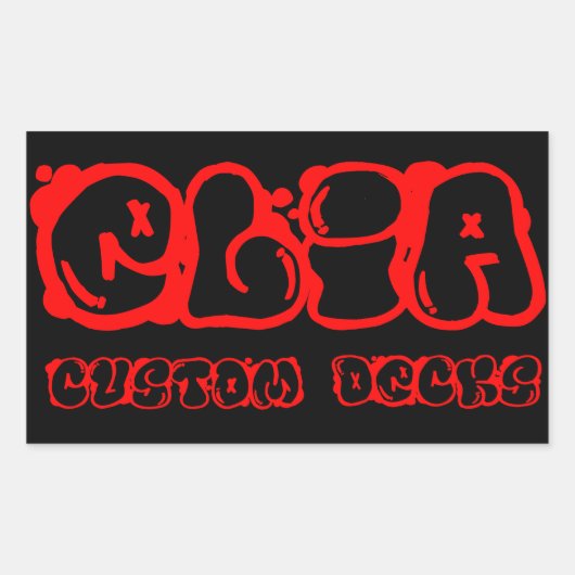 赤いグラフィティロゴのシール 長方形シール (正面)