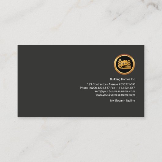 赤いグランジな絶妙な建築業者の金ゴールドの屋根の上 名刺 (裏面)