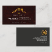 赤いグランジな絶妙な建築業者の金ゴールドの屋根の上 名刺 (正面/裏面)