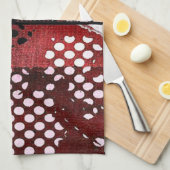 赤いグランジ キッチンタオル (四つ折り)