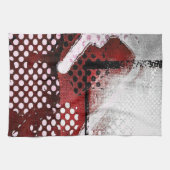 赤いグランジ キッチンタオル (横)