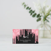 赤いグリッターがシザエレガントースタイリストを流す 名刺 (スタンド正面)