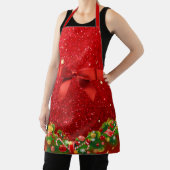 赤いグリッターと弓とクリスマスオーナメント エプロン (インサイチュ)