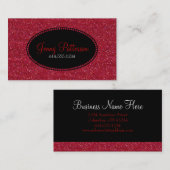 赤いグリッターのかわいらしくエレガントな名刺 名刺 (正面/裏面)