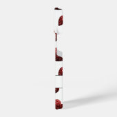 赤いグリッターのキラキラハートパターン白モノグラム iPhoneケース (左側面)