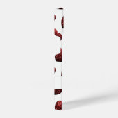 赤いグリッターのキラキラハートパターン白モノグラム iPhoneケース (右側面)