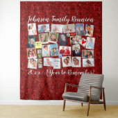 赤いグリッターのクラスまたは家族の再会写真コラージュ タペストリー (インサイチュ)