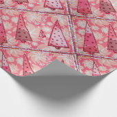 赤いグリッターのクリスマスのコラージュの木 ラッピングペーパー (角)