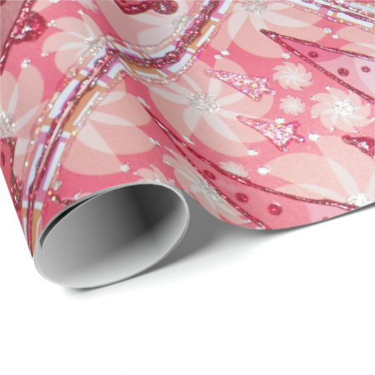 赤いグリッターのクリスマスのコラージュの木 ラッピングペーパー (ロールコーナー)