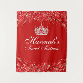 赤いグリッターのスイート16 背景 タペストリー