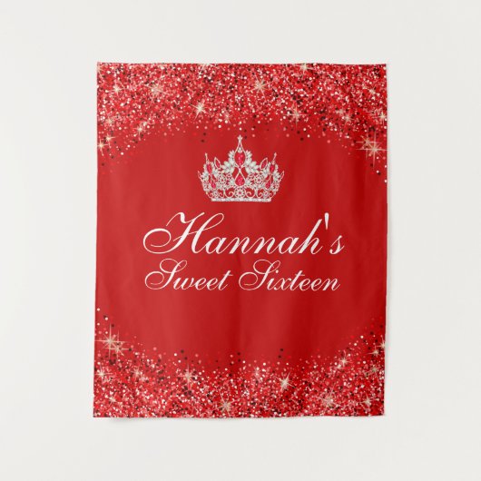 赤いグリッターのスイート16 背景 タペストリー (正面)