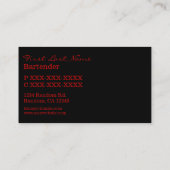 赤いグリッターのバーテンダーは名刺を飲みます 名刺 (裏面)