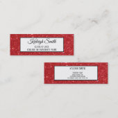 赤いグリッターの卒業式の名前カード コーリングカード (正面/裏面)