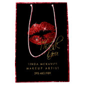 赤いグリッターの口紅と赤い肌触り – ありがとう ミディアムペーパーバッグ (正面)