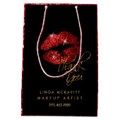 赤いグリッターの口紅と赤い肌触り – ありがとう ミディアムペーパーバッグ (裏面)