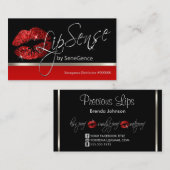 赤いグリッターの唇と銀 名刺 (正面/裏面)