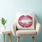 赤いグリッターの唇 クッション (椅子)