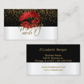 赤いグリッターの唇(白と黒) 名刺 (正面/裏面)