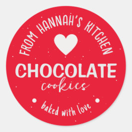 赤いグリッターの焼いた背景（愛） ラウンドシール