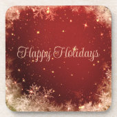赤いグリッターの背景（雪片） コースター (正面)