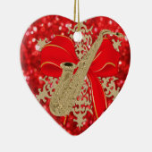 赤いグリッターの金ゴールドのサクソフォーン音楽休日のオーナメント セラミックオーナメント (右)