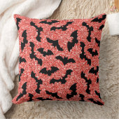 赤いグリッターの黒いこうもり クッション (ブランケット)