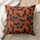 赤いグリッターの黒いこうもり クッション (ブランケット)