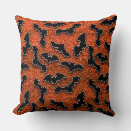 赤いグリッターの黒いこうもり クッション