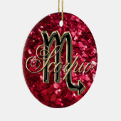 赤いグリッターの(占星術の)十二宮図の印の蠍座のオーナメント セラミックオーナメント (右)