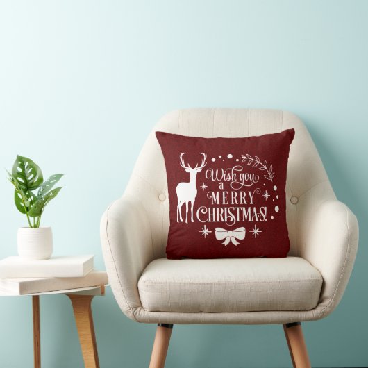 赤いグリッターエレガントが聖降誕祭のメリークリスマスのスクリップを願う クッション (椅子)