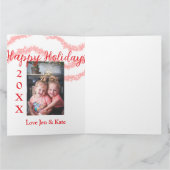 赤いグリッターキッズファミリー写真ハッピーホリデー名 カード (内部)