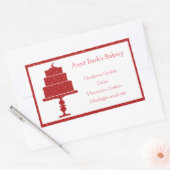 赤いグリッターケーキのパン屋さん 長方形シール (封筒)