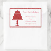 赤いグリッターケーキベーカリー 長方形シール (バッグ)